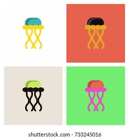 Jellyfish vector stock set