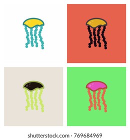 Jellyfish vector stock set