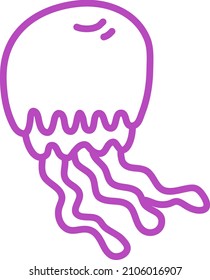 Quallen-Violett, Illustration, Vektorgrafik auf weißem Hintergrund.