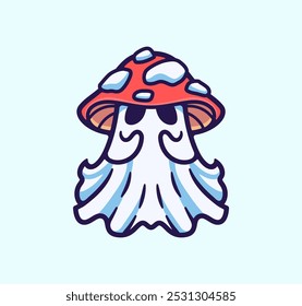 Jellyfish Wearing a Mushroom Hat Cute and Fun Design Cartoon Vector illustration