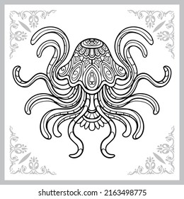 jellyfish zentangle arts. isolated on white background.