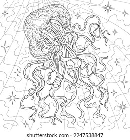 
Jellyfish.Coloring book antistress for children and adults. Illustration isolated on white background.Zen-tangle style. Hand draw