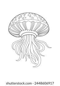  Jellyfish.Coloring book antistress for children and adults. Illustration isolated on white background.Zen-tangle style. Hand draw