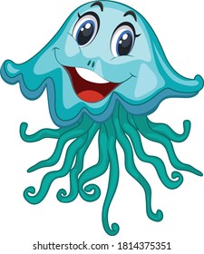 Jellyfishes cartoon vector art and illustration