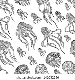 jellyfishes seamless pattern