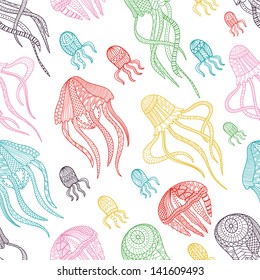 jellyfishes seamless pattern