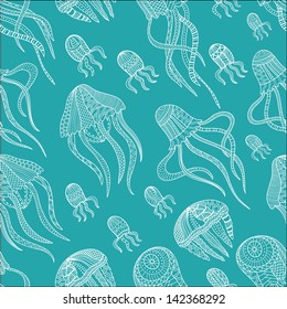jellyfishes seamless pattern