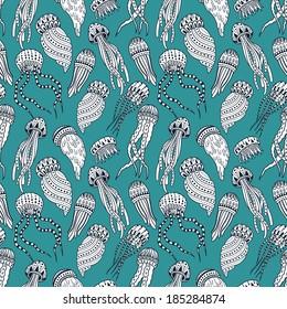 Jellyfishes seamless pattern