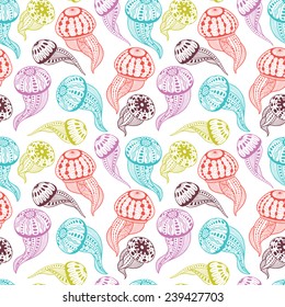 Jellyfishes seamless pattern