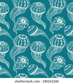 Jellyfishes seamless pattern