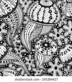 Jellyfishes seamless pattern