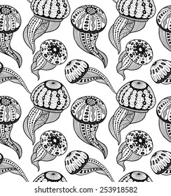 Jellyfishes seamless pattern