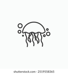 Jellyfishline in Thin line black color. flat simple vector symbols illustration.