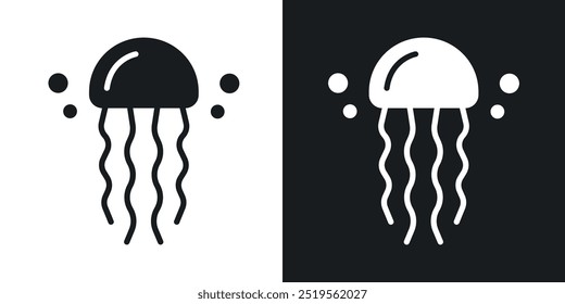 Jellyfishline vector icon set in solid and outline style.