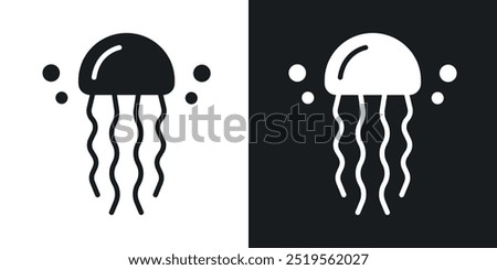 Jellyfishline vector icon set in solid and outline style.