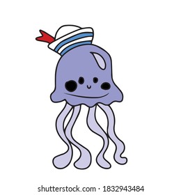 Jellyfish.Vector children's design for greeting cards banners.Sticker