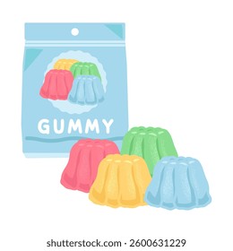 Jelly-shaped gummy candy bag illustration