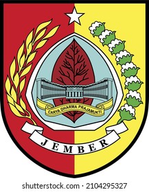 The Jember Regency logo, the Shield is a symbol of security and peace and honesty. The red color symbolizes courage and firmness in all actions for Regional Government Officials with obligations.