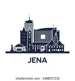 Jena City Skyline. Germany, Thuringia. Solid color.