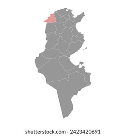 Jendouba Governorate map, administrative division of Tunisia. Vector illustration.