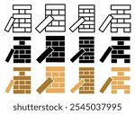 Jenga icon in black and colored versions.