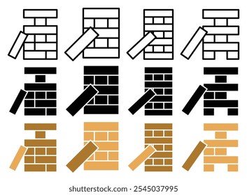 Ícone Jenga nas versões em preto e colorido.