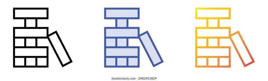 Jenga icon. Linear, Blue Fill and Gradient Style Design Isolated On White Background