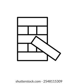 Conjunto de contorno de icono de Jenga en color blanco y negro