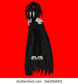 Jenglot vector. Black magic, Jenglot character. Indonesian mysterious living doll. Blood eater. 