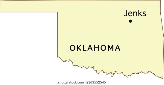 Jenks city location on Oklahoma state map