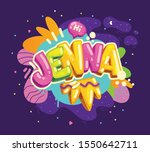 Jenna girls name inscription. vector kids color illustration graffiti style