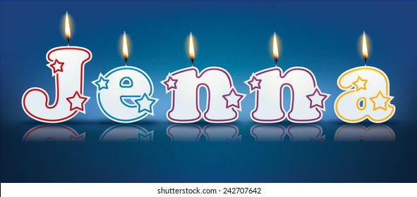JENNA written with burning candles - vector illustration