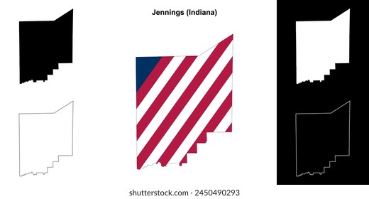 Jennings County (Indiana) Outline-Kartenset