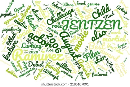 JENTZEN RAMIREZ 8. August 2006 Word Cloud in Vektorkunst Kreativem, bunter weißem Hintergrund