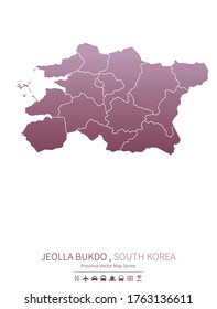 mapa jeolla bukdo. mapa vectorial de las provincias de corea.