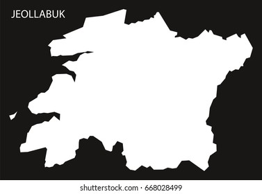 Jeollabuk South Korea map black inverted silhouette illustration