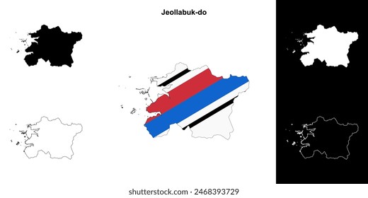 Jeollabuk-do province outline map set