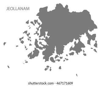 Jeollanam South Korea Map in grey