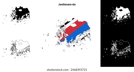 Jeollanam-do province outline map set