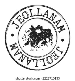 Jeollanam-do, South Korea Silhouette Postal Passport. Stamp Round Vector Icon Map. Design Travel Postmark. 