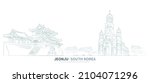 Jeonju cityscape line drawing vector. sketch style landmark illustration 