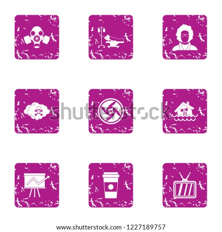 Jeopardy icons set. Grunge set of 9 jeopardy vector icons for web isolated on white background