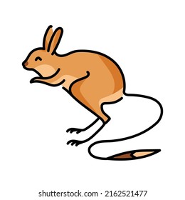 Jerboa color line illustration. Animals of Africa