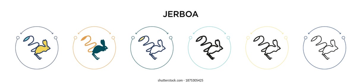 Jerboa icon in filled, thin line, outline and stroke style. Vector illustration of two colored and black jerboa vector icons designs can be used for mobile, ui, web