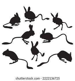Jerboa illustrations, set of stencil templates for cutting designs, printing, decals