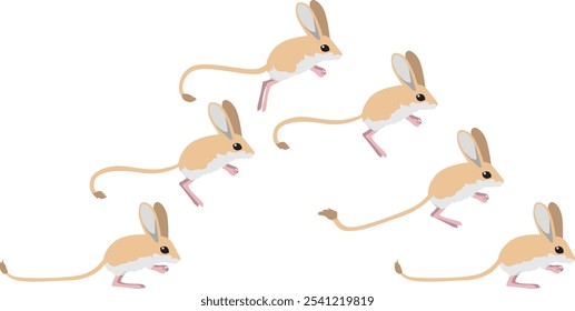 Jerboa Jumping Mouse Animation Sequence Cartoon Vector Illustration