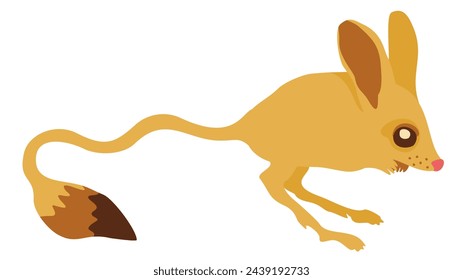 Jerboa. Small cute rodent with long tail. Vector isolated illustration.