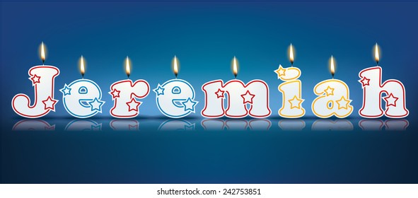 JEREMIAH written with burning candles - vector illustration