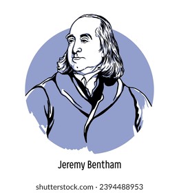 Jeremy Bentham is an English moral philosopher and jurist, sociologist, and jurist. Hand drawn vector illustration