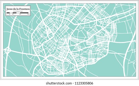 Jerez de la Frontera Spain City Map in Retro Style. Outline Map. Vector Illustration.